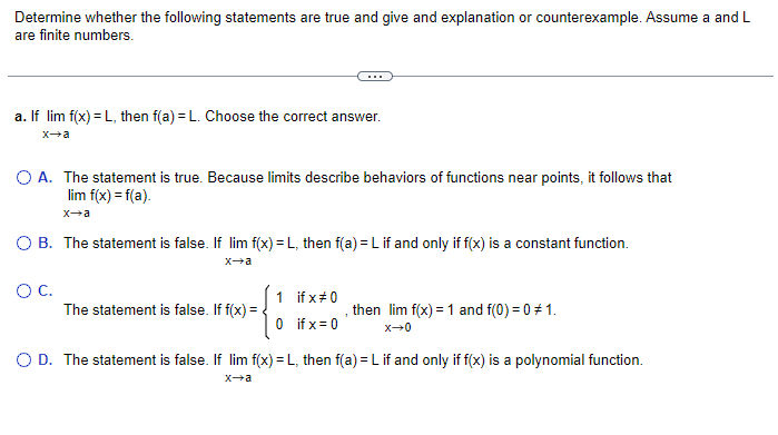Solved Determine whether the following statements are true | Chegg.com