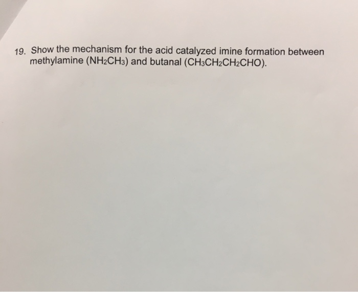 Solved 19. Show the mechanism for the acid catalyzed imine | Chegg.com