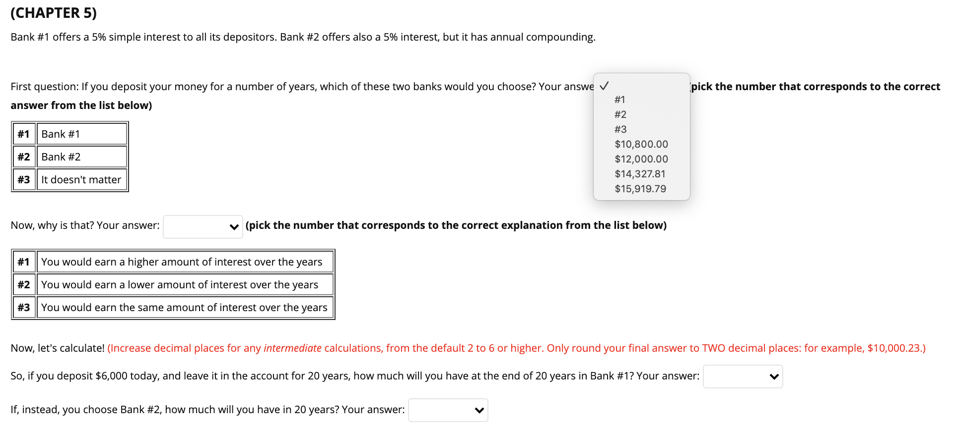 Solved (CHAPTER 5) Bank #1 Offers A 5% Simple Interest To | Chegg.com