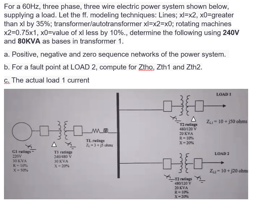 Solved For a 60 Hz, three phase, three wire electric power | Chegg.com