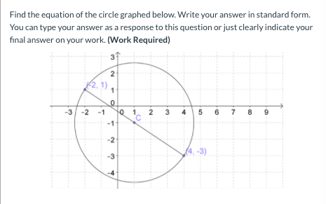 Solved Find the equation of the circle graphed below. Write | Chegg.com