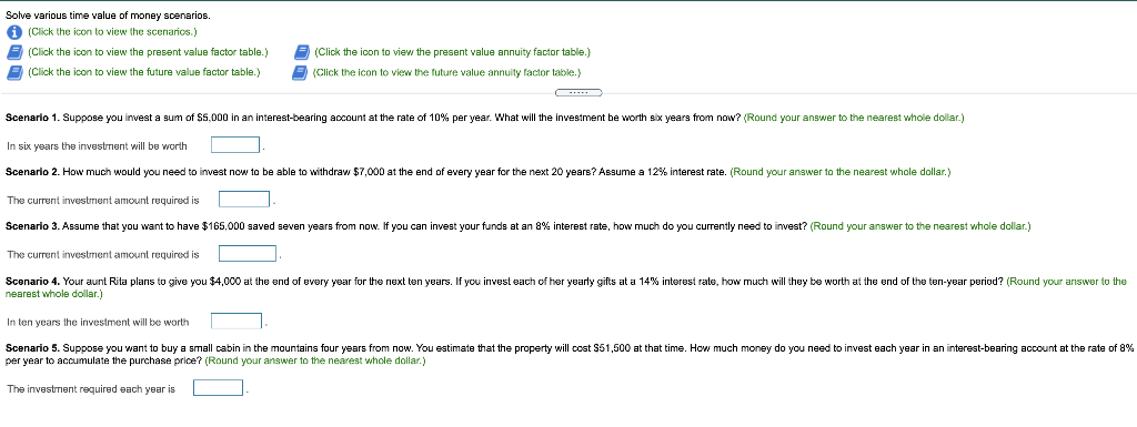 Solved Solve various time value of money scenarios. i (Click | Chegg.com
