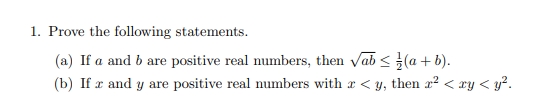 Solved 1. Prove The Following Statements. (a) If A And B Are | Chegg.com