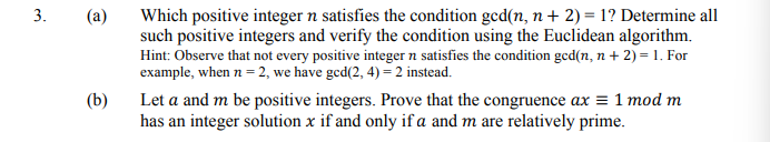 Solved 3. (a) Which positive integer n satisfies the | Chegg.com