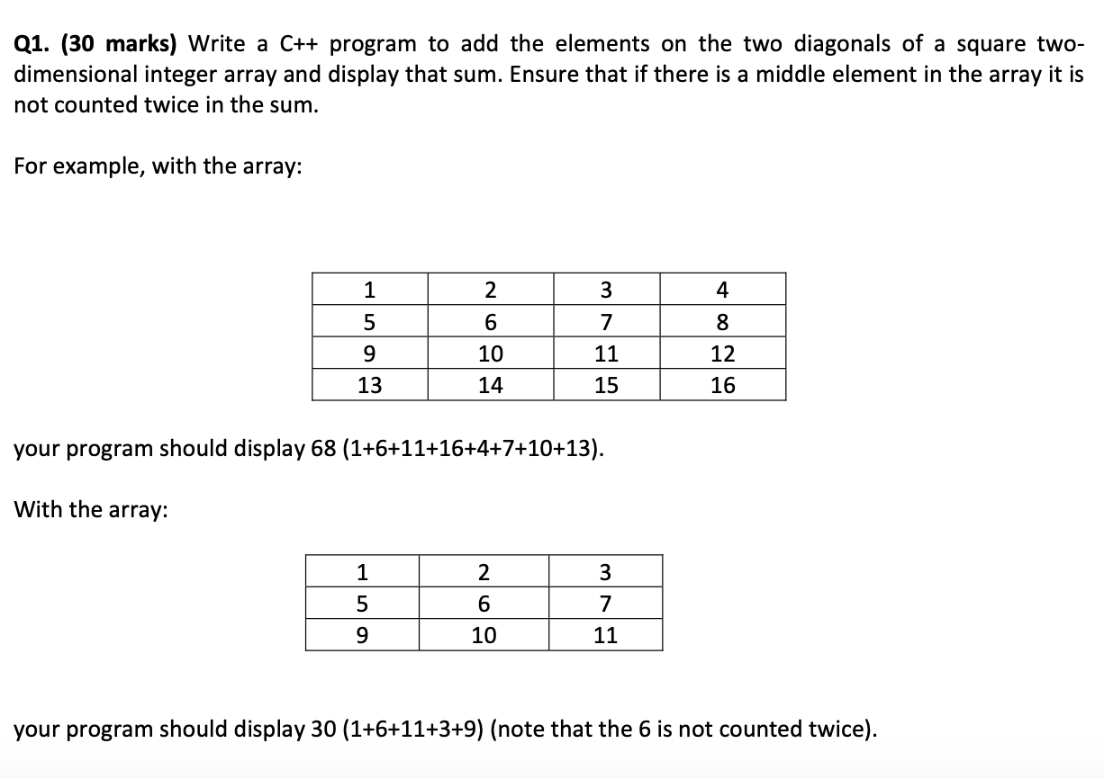 Solved Q1. (30 marks) Write a C++ program to add the | Chegg.com