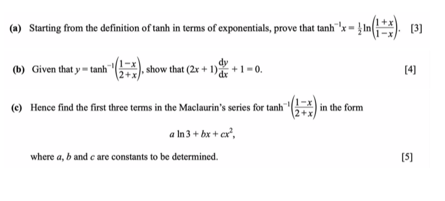 Solved (a) Starting from the definition of tanh in terms of | Chegg.com