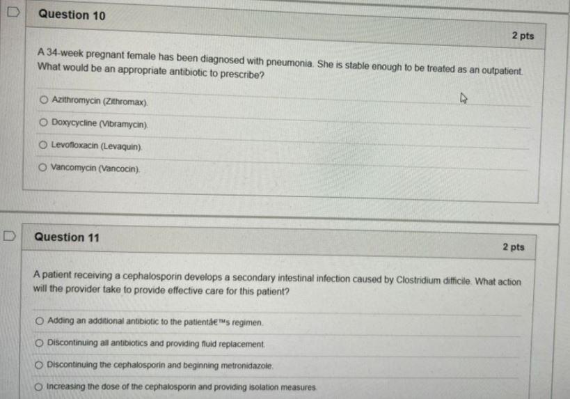 Solved D Question 10 2 pts A 34-week pregnant female has | Chegg.com