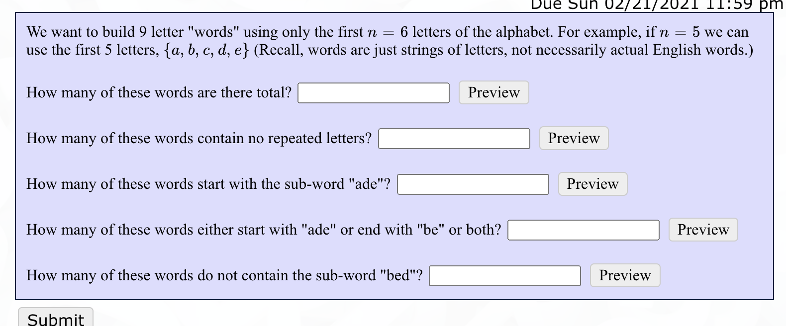 Solved Die Sun 04 021 11 59 Pm We Want To Build 9 Letter Chegg Com