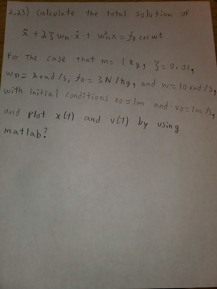 Solved 12.23) Calculate the total solution of ² +28 wn x + | Chegg.com