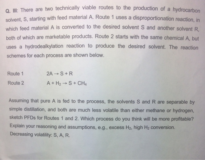 Solved Chemical process and plant design question Please | Chegg.com