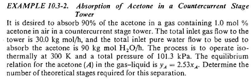 Solved 10.3-2. Absorption in a Countercurrent Stage Tower. | Chegg.com