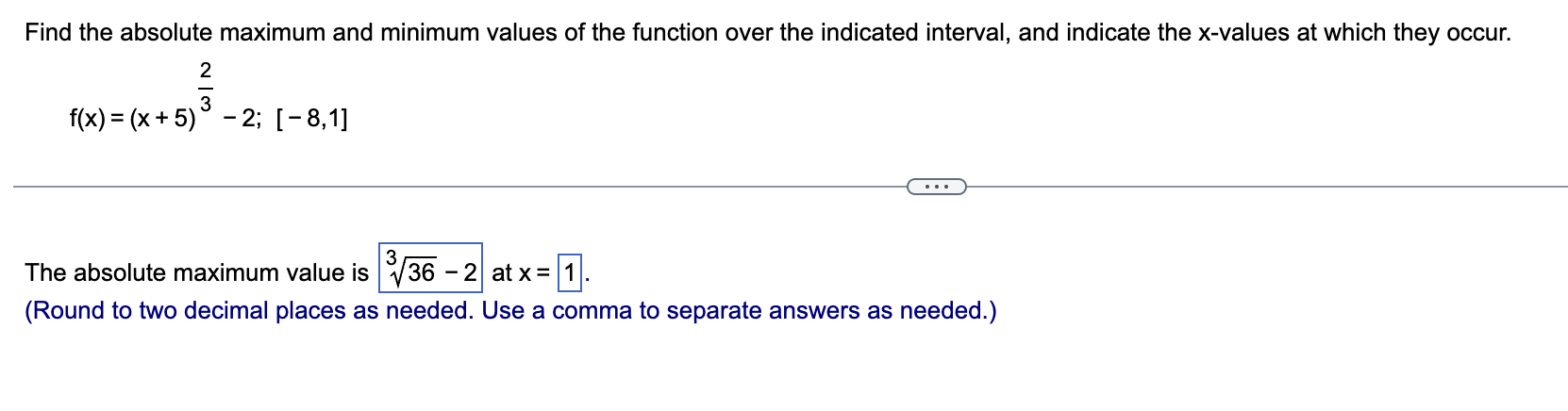 Solved Find the absolute maximum and minimum values of the | Chegg.com