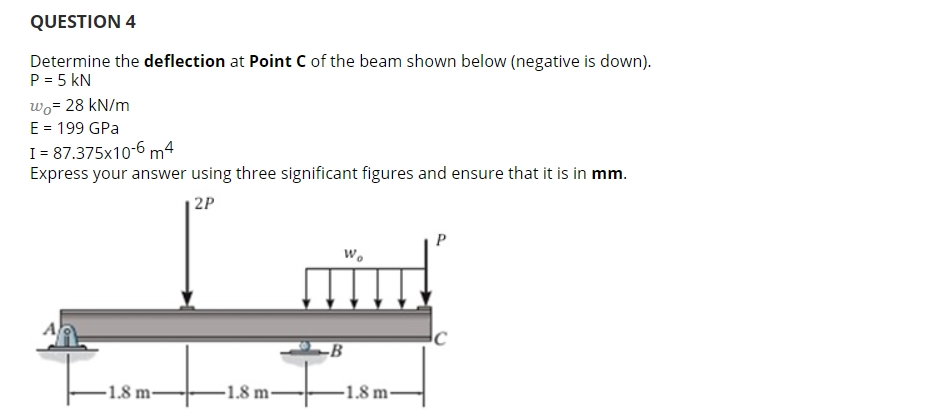 Solved: QUESTION 4 Determine The Deflection At Point C Of ... | Chegg.com