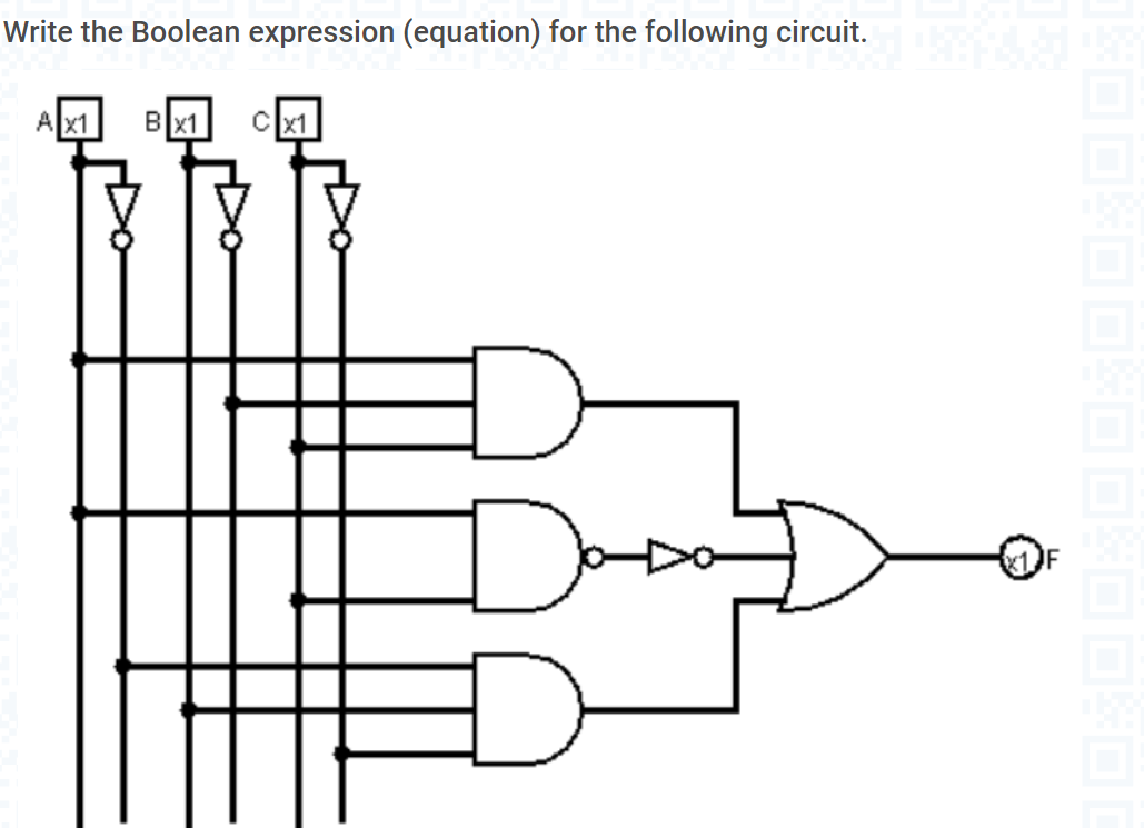 Solved Write the Boolean expression (equation) for the | Chegg.com