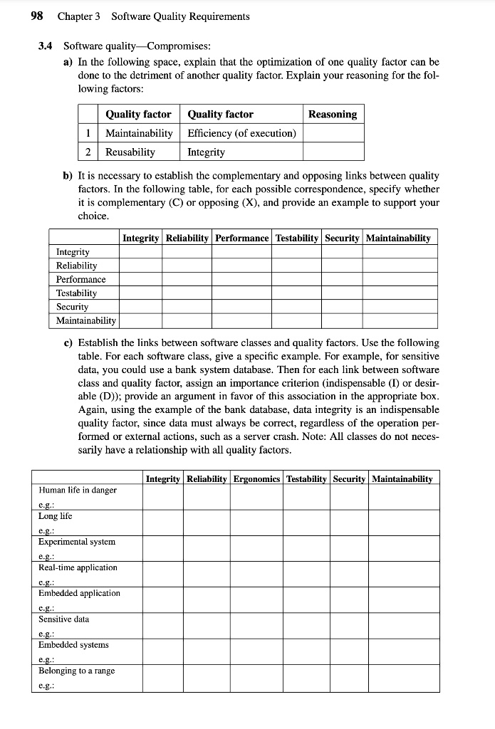 Solved Chapter 3 Software Quality Requirements Please | Chegg.com