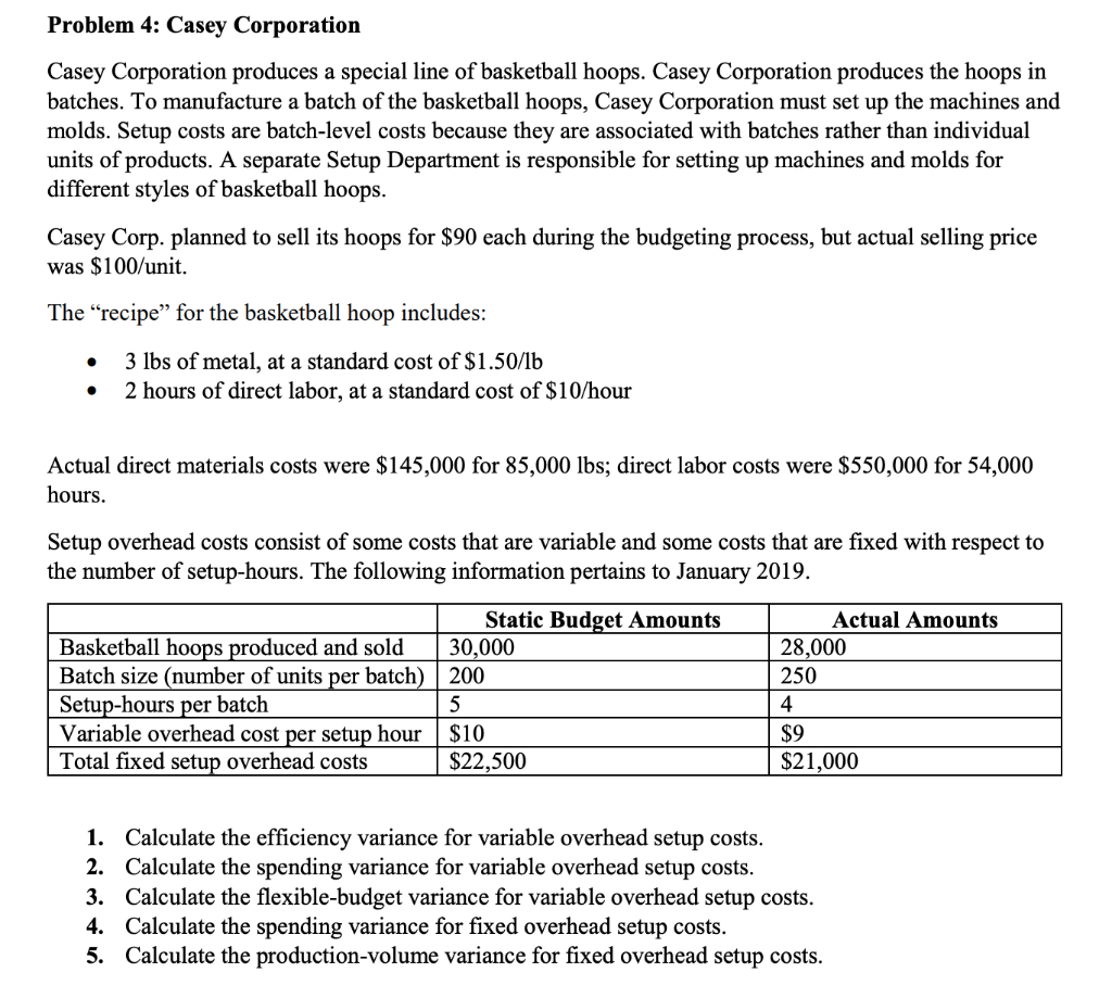 Solved Problem 4 Casey Corporation Casey Corporation