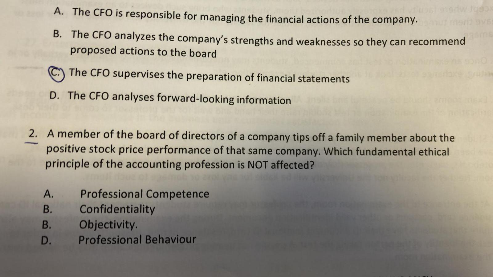 Solved A. The CFO is responsible for managing the financial | Chegg.com