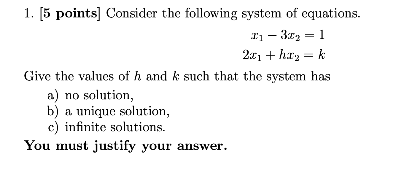 Solved 1. [5 points) Consider the following system of | Chegg.com