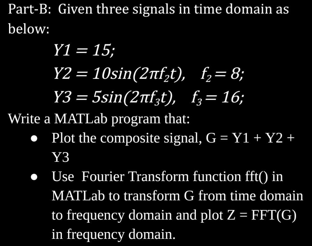 Solved Part-B: Given Three Signals In Time Domain As Below: | Chegg.com