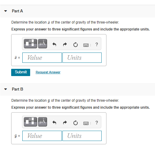 Solved Determine the location (, y) of the center of gravity | Chegg.com