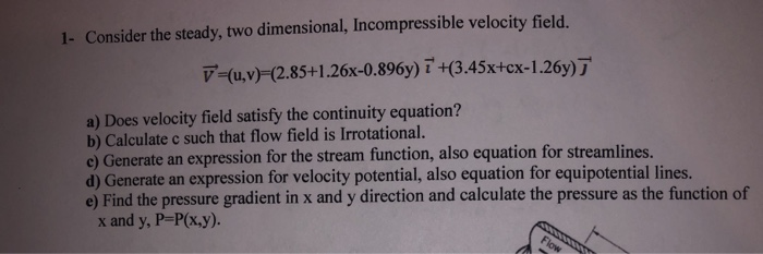 Solved 1- Consider the steady, two dimensional, | Chegg.com