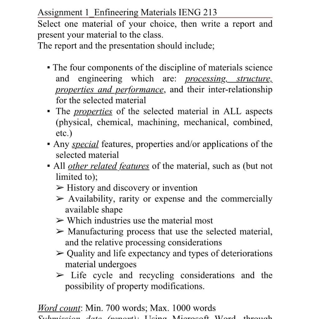 Solved Assignment 1_Enfineering Materials IENG 213 Select | Chegg.com
