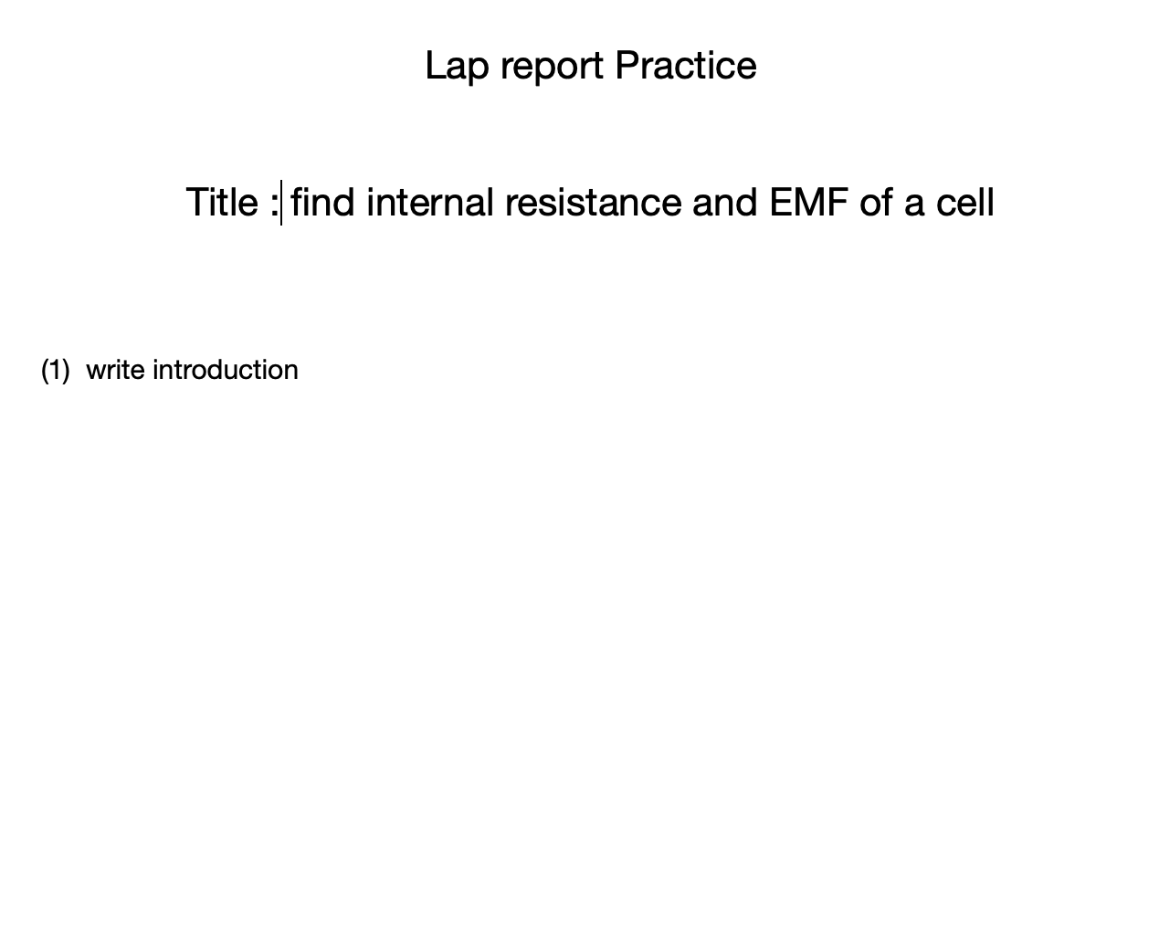Solved Lap report Practice Title : find internal resistance | Chegg.com