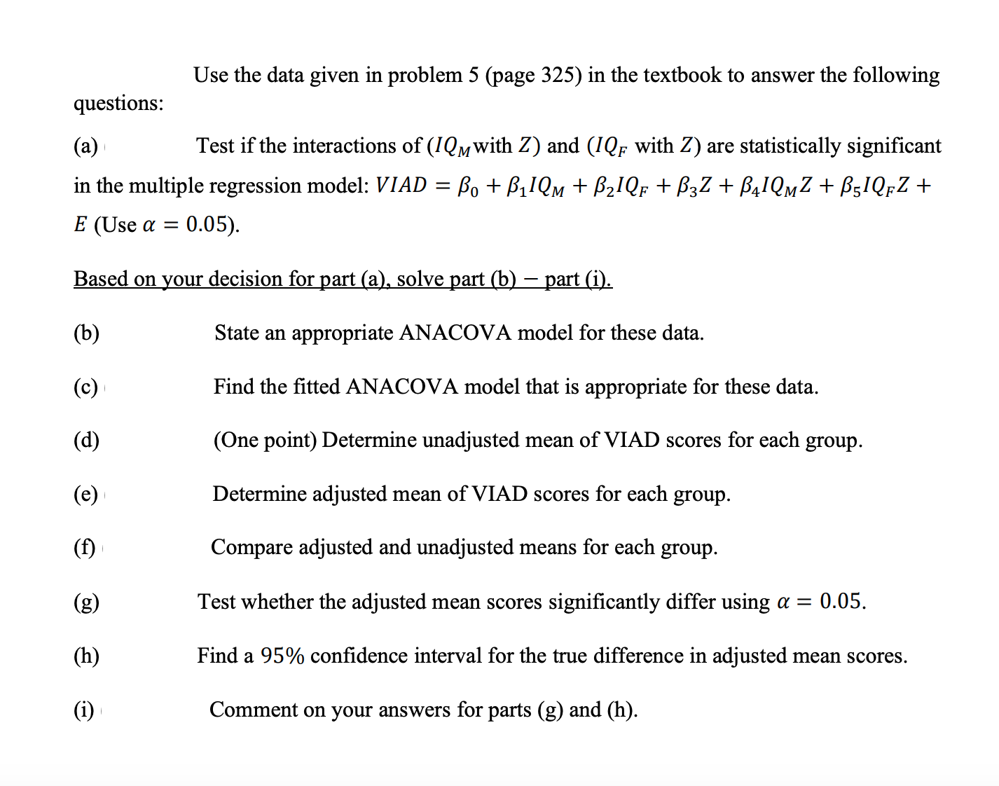 Solved Use the data given in problem 5 (page 325) in the | Chegg.com