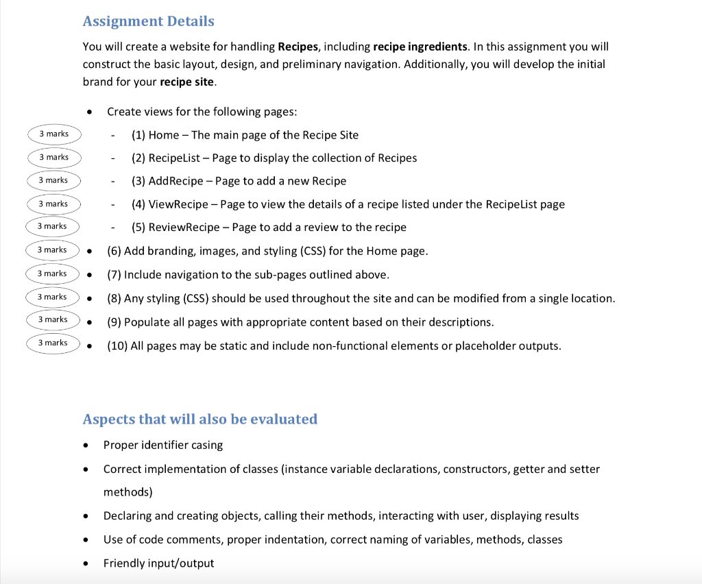 Assignment Details You will create a website for | Chegg.com