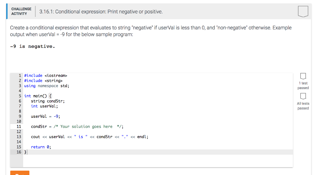 Solved Challenge Activity 3 16 1 Conditional Expression