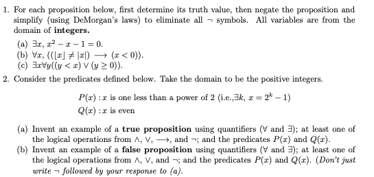 1. For each proposition below, first determine its | Chegg.com