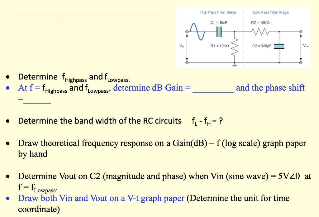 Solved High Pass Filter Stage 1 Low Pass Filter Stage C1 = | Chegg.com