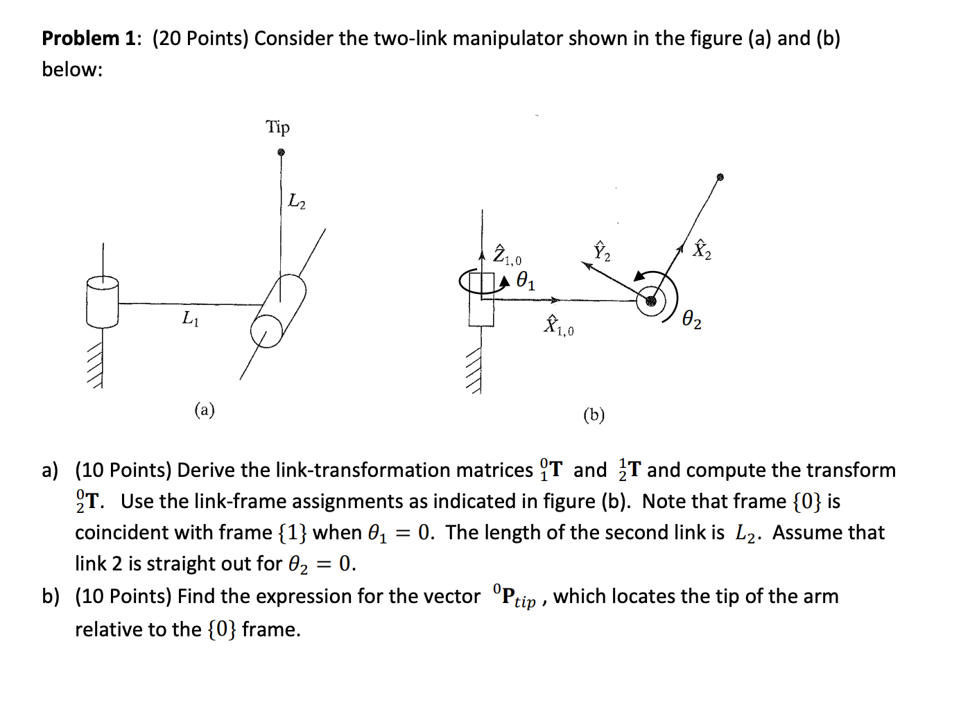 Solved Problem 1: (20 Points) Consider The Two-link | Chegg.com