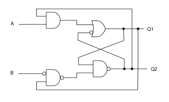 Solved Consider the circuit below, where A and B are inputs, | Chegg.com