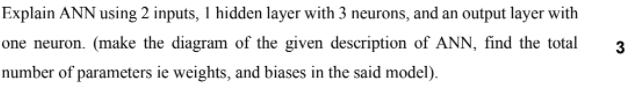 Solved Explain ANN using 2 inputs, 1 hidden layer with 3 | Chegg.com