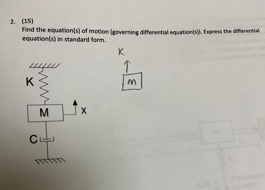 Solved 15 Find The Equation S Of Motion Governing