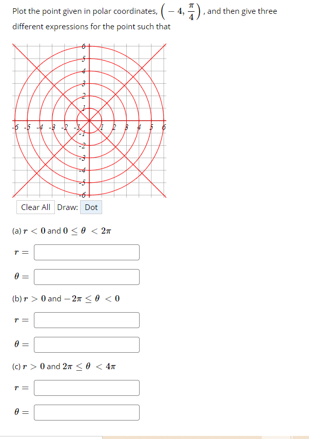 Solved Plot the point given in polar coordinates, ( - 4, A), | Chegg.com