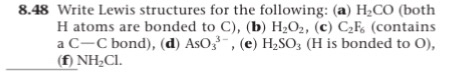 Solved 8.48 Write Lewis Structures For The Following: (a) 