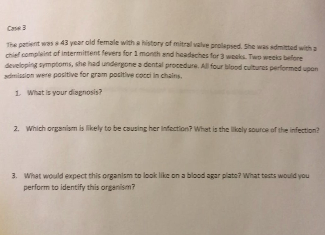Solved Case 3 The patient was a 43 year old female with a | Chegg.com
