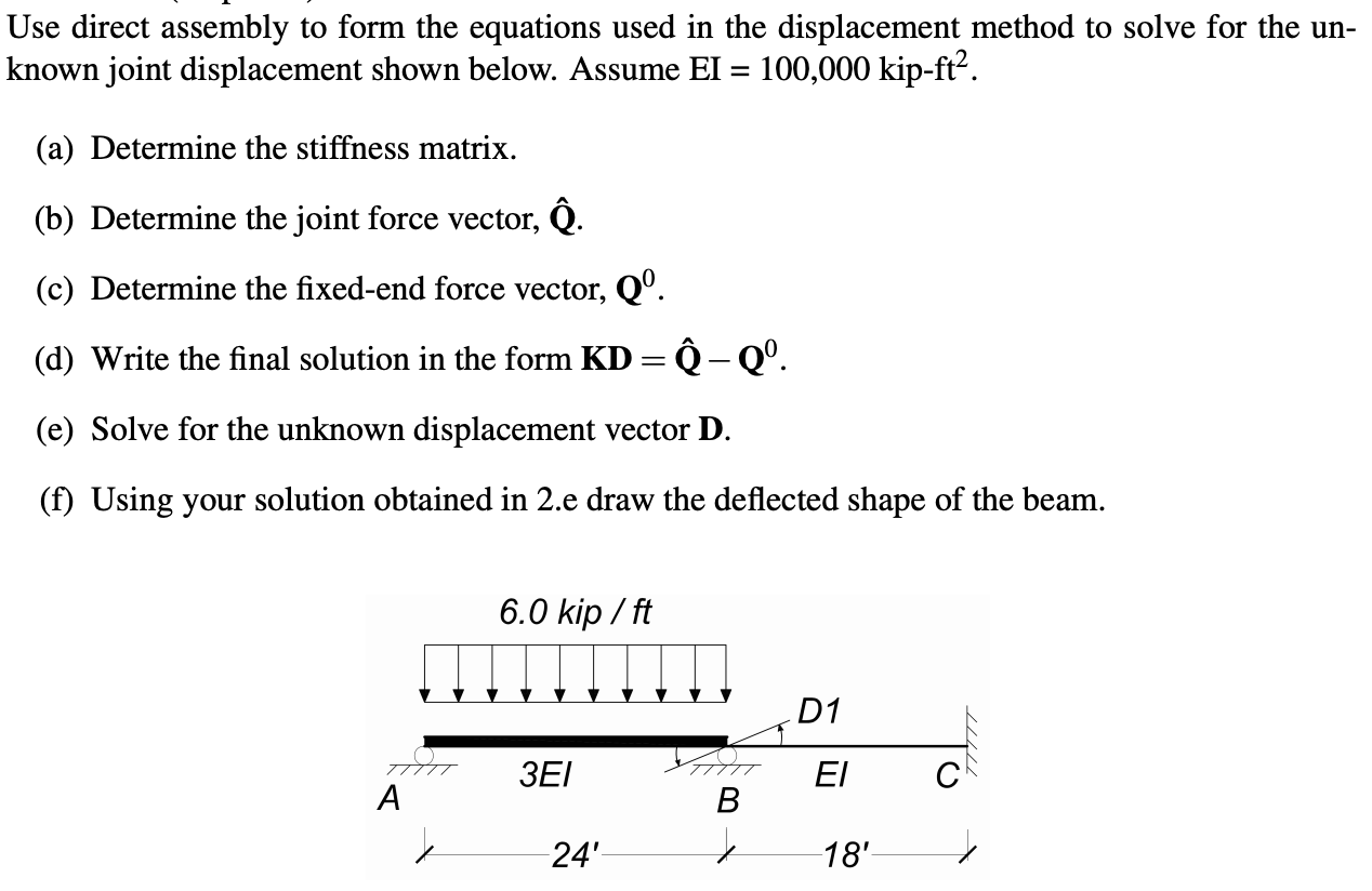 Solved Use direct assembly to form the equations used in the