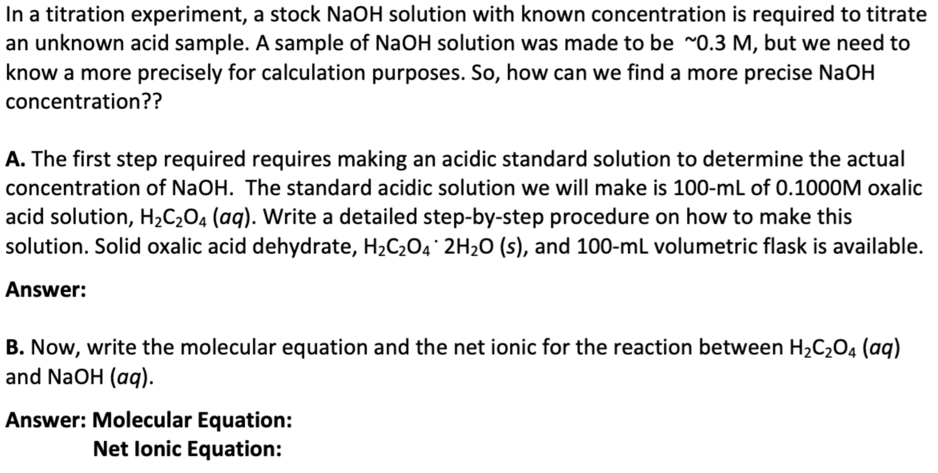Solved In a titration experiment, a stock NaOH solution with | Chegg.com