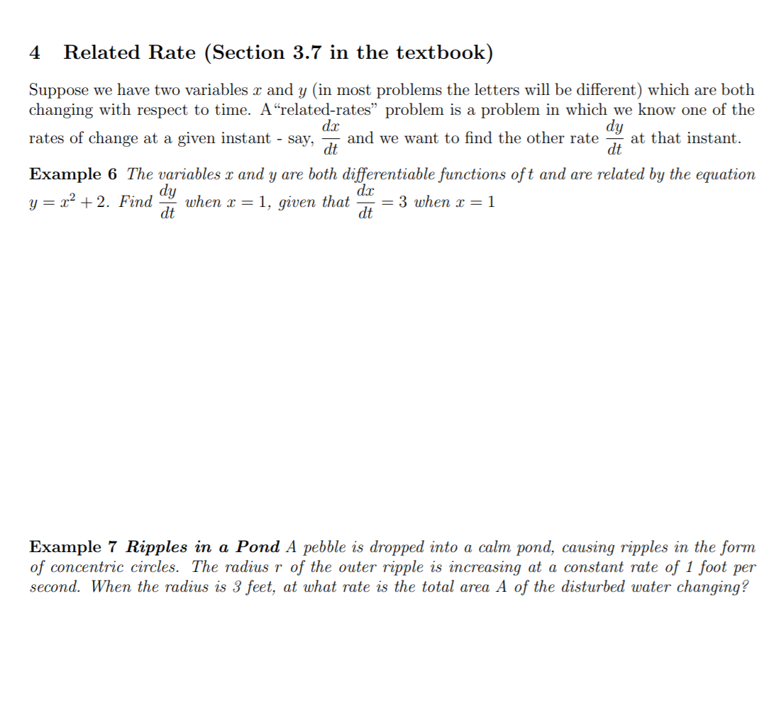 Solved 4 Related Rate (Section 3.7 in the textbook) Suppose | Chegg.com