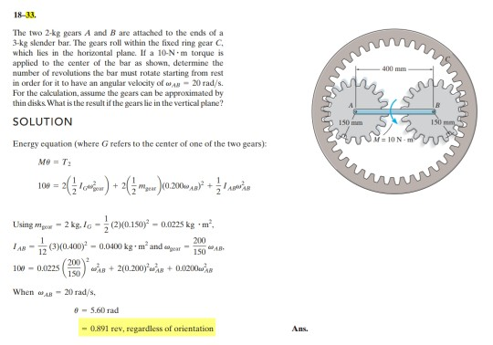 Solved 18-33. The two 2-kg gears A and B are attached to the | Chegg.com