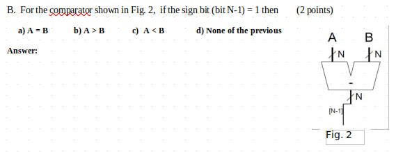 Solved B. For The Comparator Shown In Fig. 2, If The Sign | Chegg.com