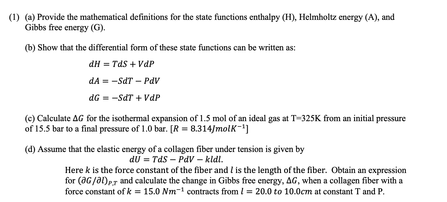 Solved (1) (a) Provide the mathematical definitions for the | Chegg.com ...