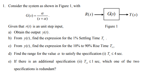 Solved 1. Consider The System As Shown In Figure 1, With | Chegg.com