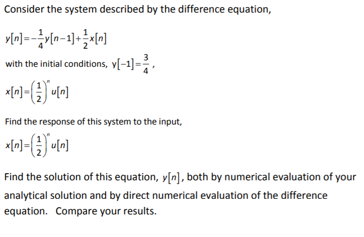 Solved Consider the system described by the difference | Chegg.com