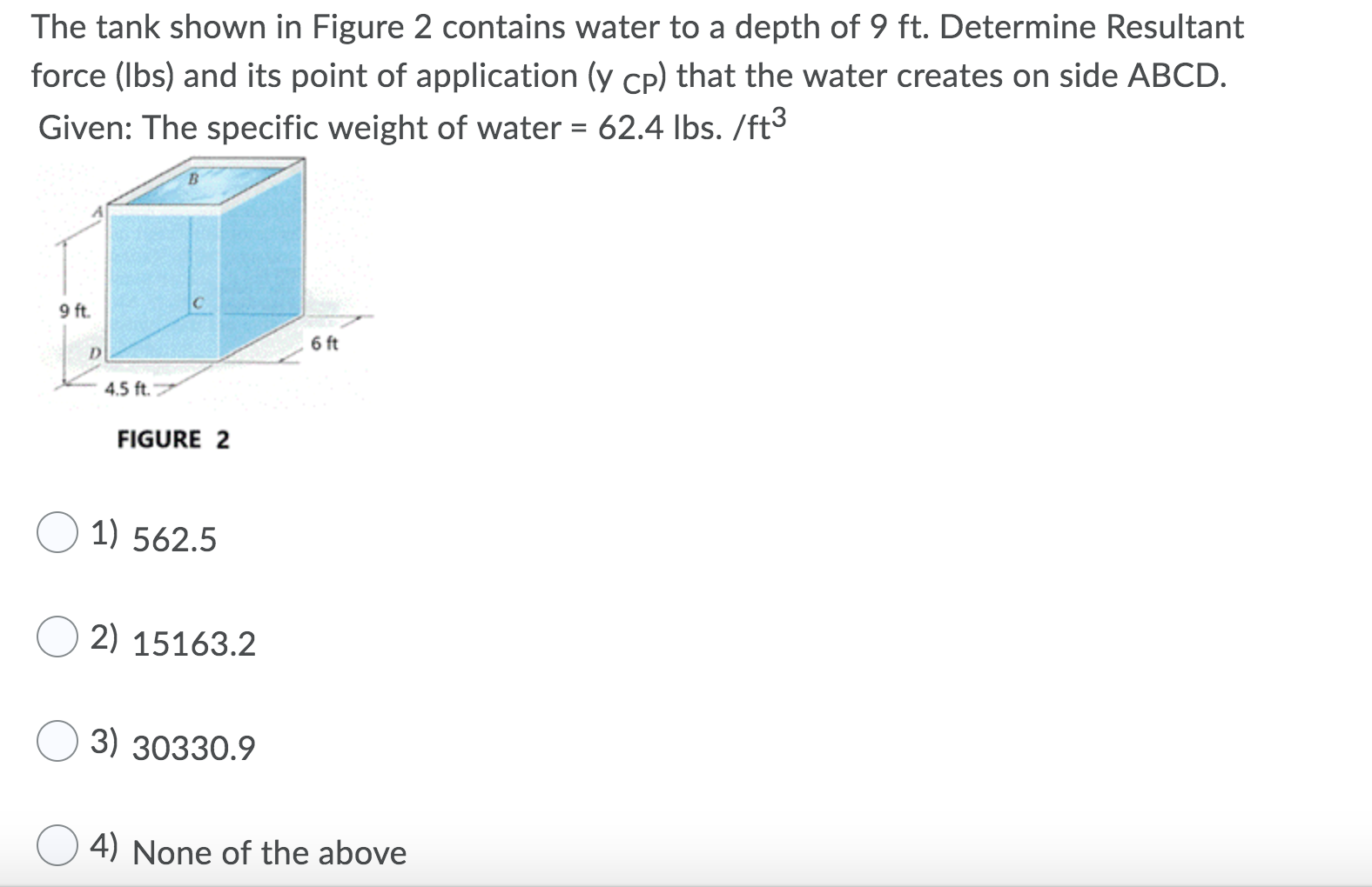 Solved The tank shown in Figure 2 contains water to a depth | Chegg.com