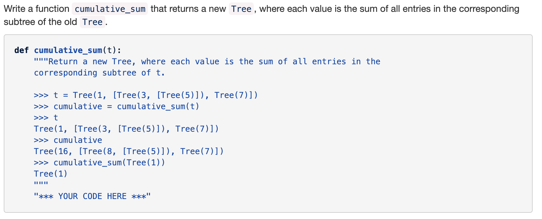 Solved # Tree Class class Tree: def __init__(self, value, | Chegg.com
