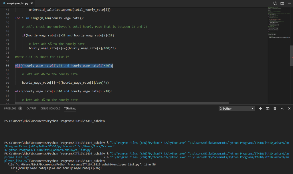 Solved I am getting a syntax error in my python code | Chegg.com